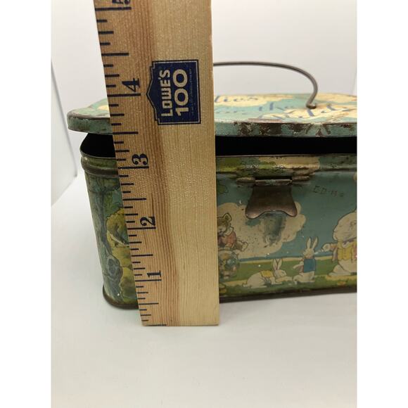 Antique Peter Rabbit Candy Tin Litho Kandies For The Kiddies Tindeco - Picture 11 of 12